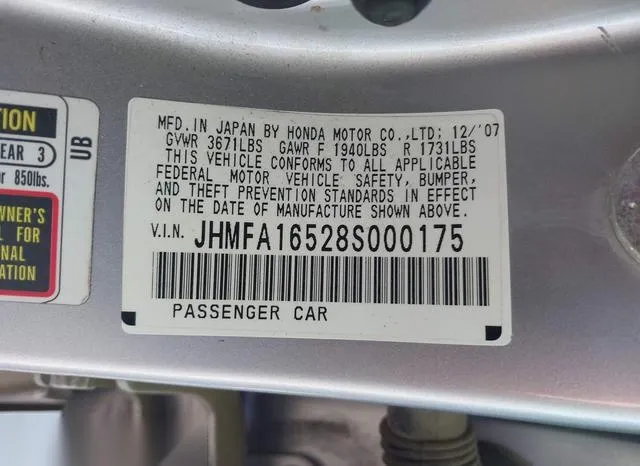 JHMFA16528S000175 2008 2008 Honda Civic- LX 9