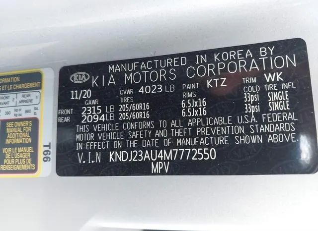 KNDJ23AU4M7772550 2021 2021 KIA Soul- S 9