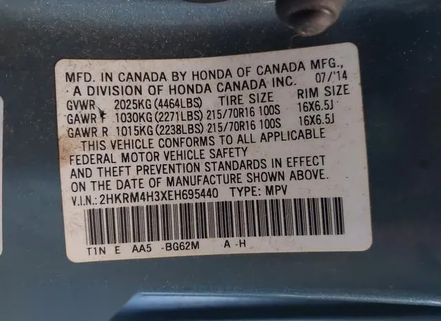 2HKRM4H3XEH695440 2014 2014 Honda CR-V- LX 9