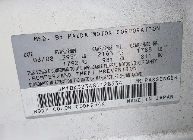 JM1BK323481128534 2008 2008 Mazda 3- S Touring 9