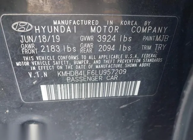 KMHD84LF6LU957209 2020 2020 Hyundai Elantra- Sel 9