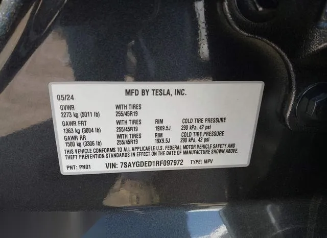 7SAYGDED1RF097972 2024 2024 Tesla Model Y- Long Range Dual 9