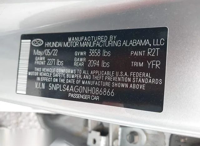 5NPLS4AG0NH086866 2022 2022 Hyundai Elantra- Sel 9