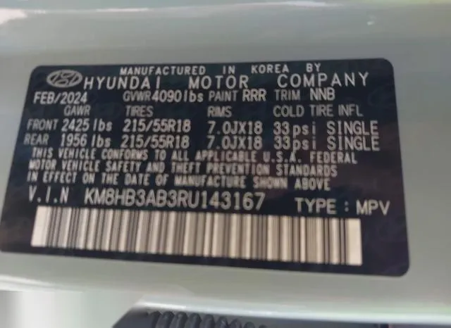 KM8HB3AB3RU143167 2024 2024 Hyundai Kona- Sel 9