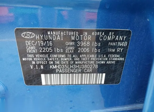 KMHD35LH3HU380278 2017 2017 Hyundai Elantra- GT 9