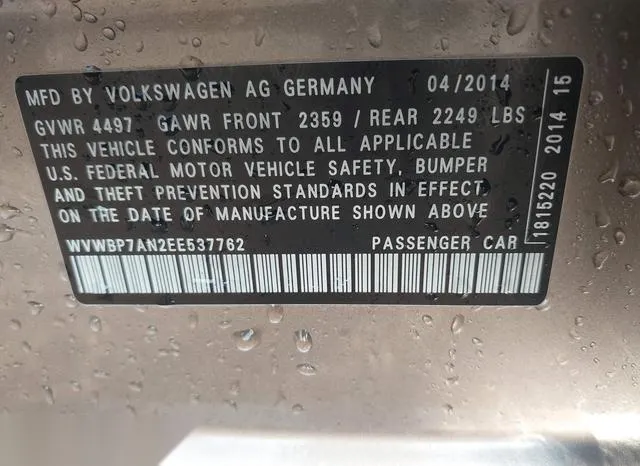 WVWBP7AN2EE537762 2014 2014 Volkswagen CC- 2-0T Sport 9