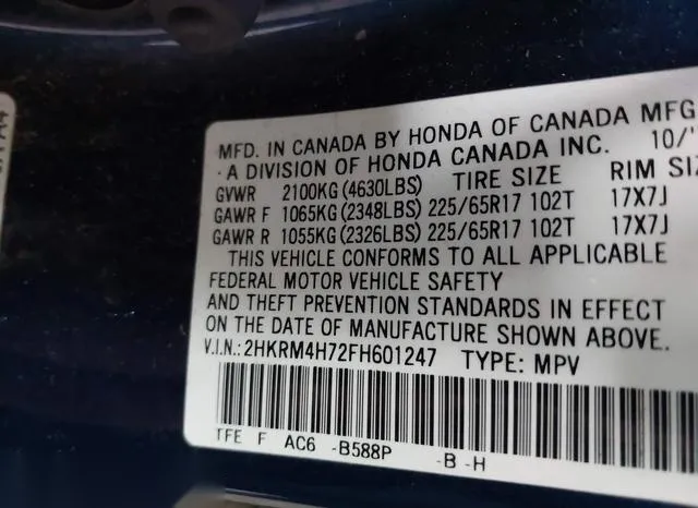 2HKRM4H72FH601247 2015 2015 Honda CR-V- Ex-L 9