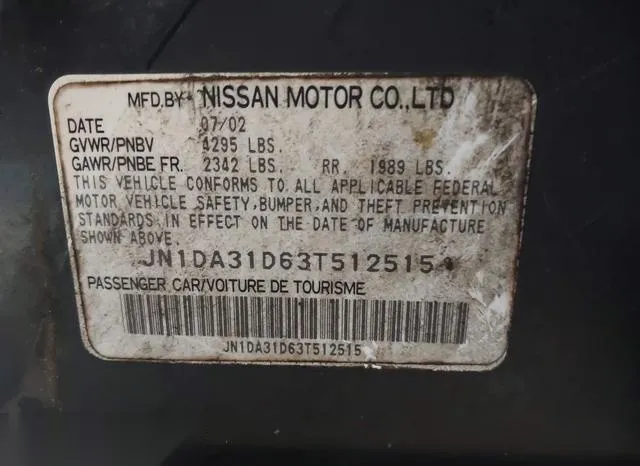 JN1DA31D63T512515 2003 2003 Nissan Maxima- SE 9