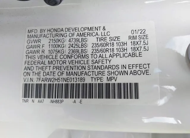 7FARW2H51NE013189 2022 2022 Honda CR-V- Awd Ex 9