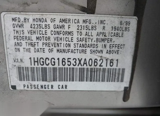 1HGCG1653XA062161 1999 1999 Honda Accord- Ex V6 9