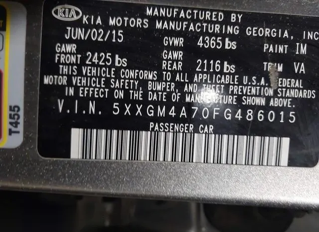 5XXGM4A70FG486015 2015 2015 KIA Optima- LX 9