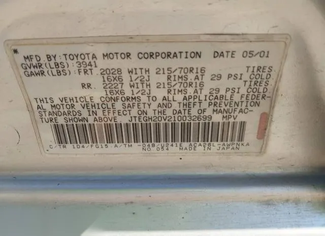 JTEGH20V210032699 2001 2001 Toyota RAV4 9