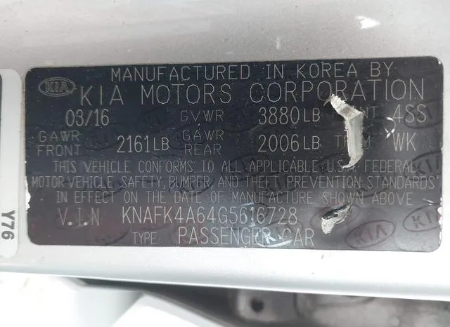 KNAFK4A64G5616728 2016 2016 KIA Forte- LX 9