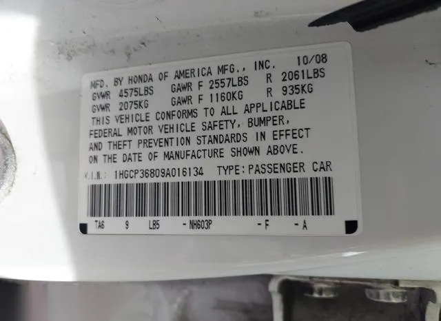 1HGCP36809A016134 2009 2009 Honda Accord- 3-5 Ex-L 9