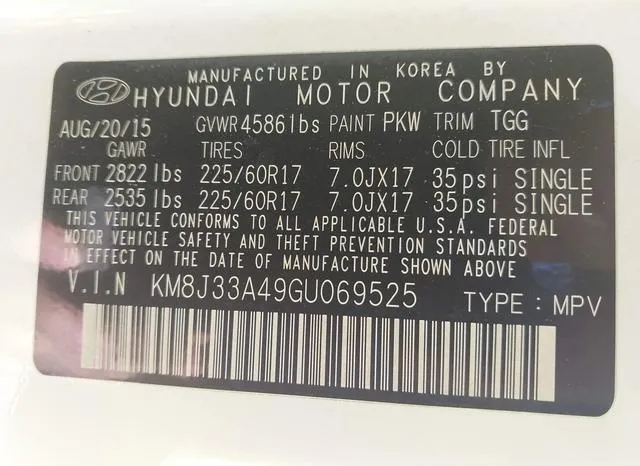 KM8J33A49GU069525 2016 2016 Hyundai Tucson- SE 9