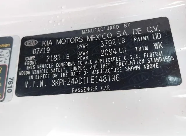 3KPF24AD1LE148196 2020 2020 KIA Forte- Lxs 9