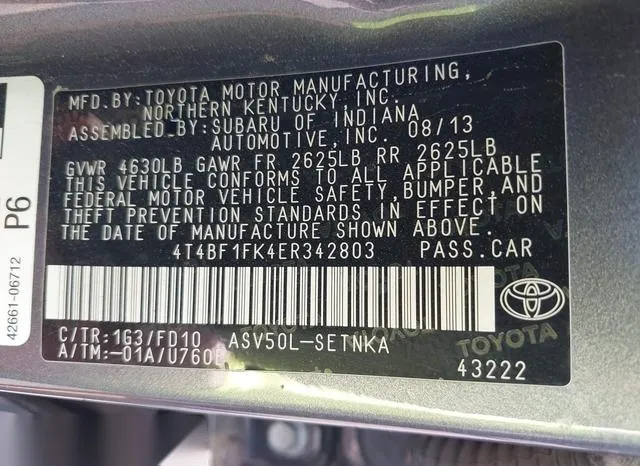 4T4BF1FK4ER342803 2014 2014 Toyota Camry- LE 9