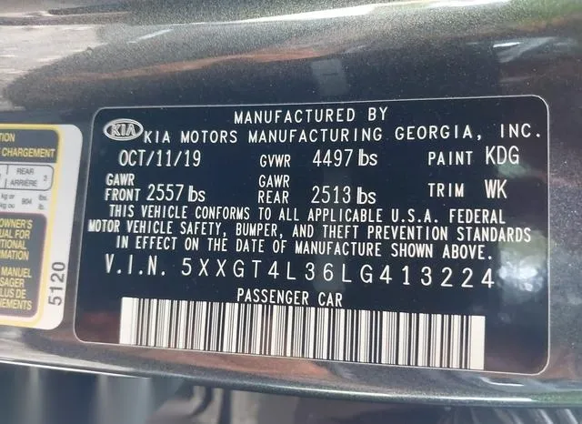 5XXGT4L36LG413224 2020 2020 KIA Optima- LX 9