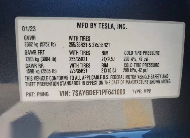 7SAYGDEF1PF641000 2023 2023 Tesla Model Y- Awd/Performance 9