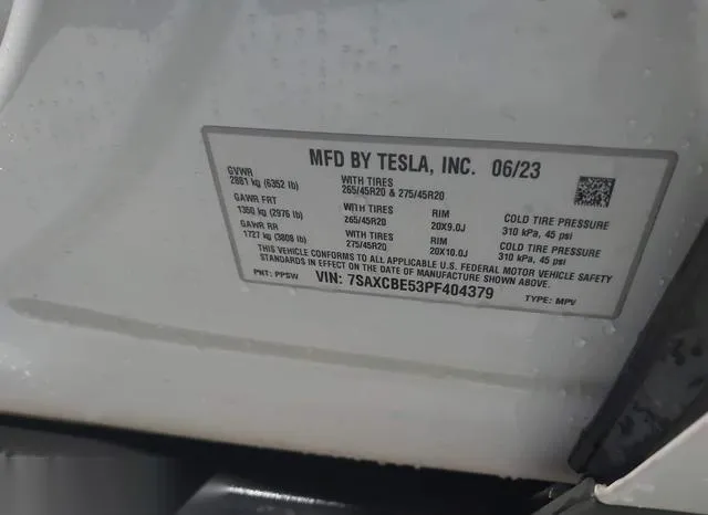 7SAXCBE53PF404379 2023 2023 Tesla Model X- Dual Motor All-W 9