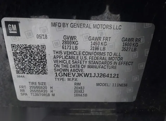 1GNEVJKW1JJ264121 2018 2018 Chevrolet Traverse- Premier 9