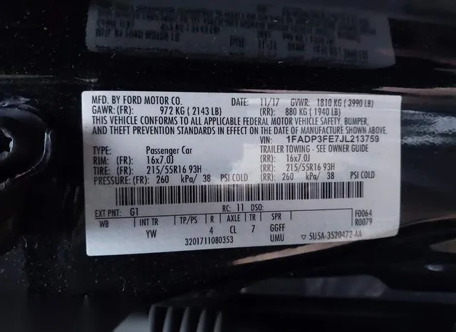 1FADP3FE7JL213759 2018 2018 Ford Focus- SE 9