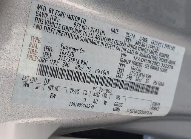 1FADP3K28EL322278 2014 2014 Ford Focus- SE 9