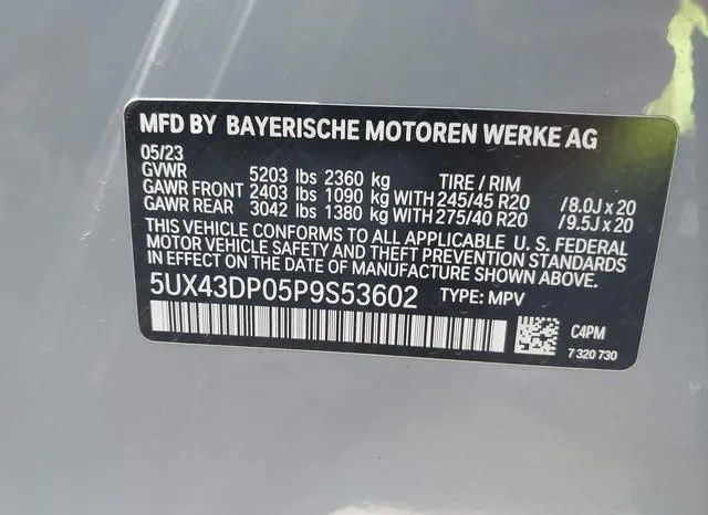 5UX43DP05P9S53602 2023 2023 BMW X3- Sdrive30I 9