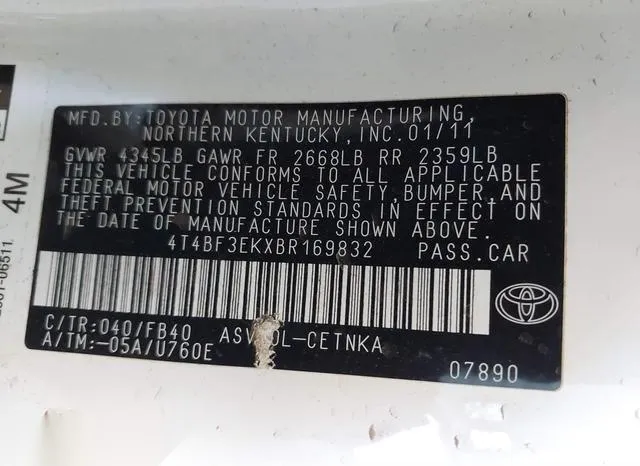 4T4BF3EKXBR169832 2011 2011 Toyota Camry- LE 9