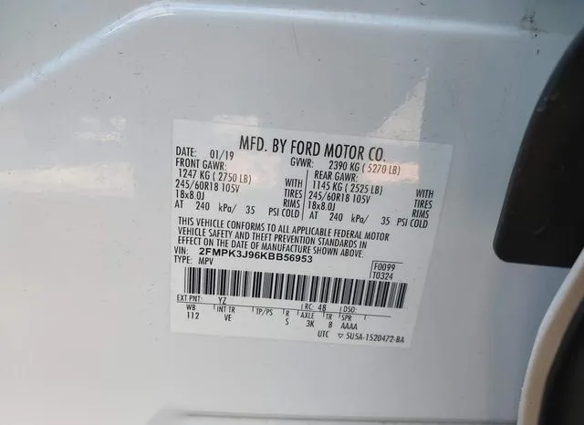 2FMPK3J96KBB56953 2019 2019 Ford Edge- Sel 9