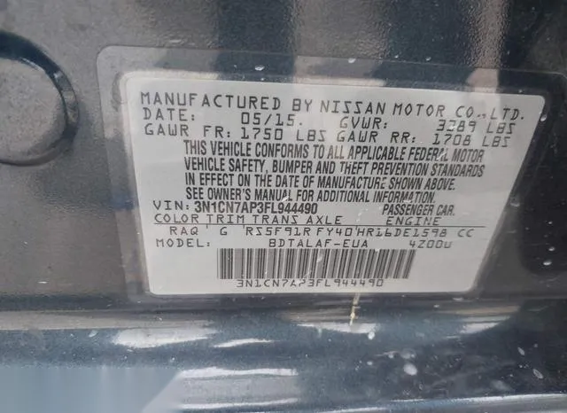 3N1CN7AP3FL944490 2015 2015 Nissan Versa- 1-6 S 9