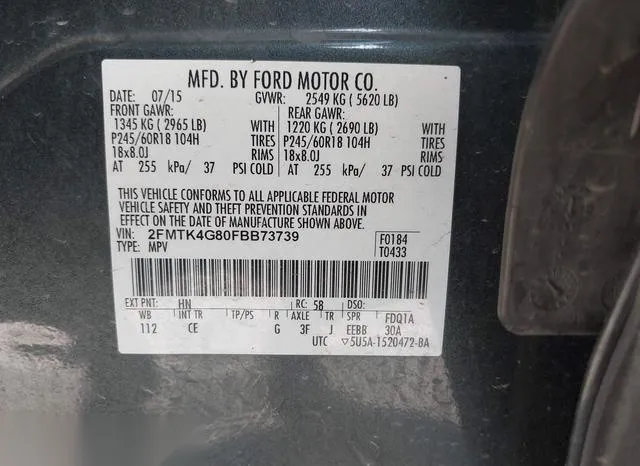 2FMTK4G80FBB73739 2015 2015 Ford Edge- SE 9