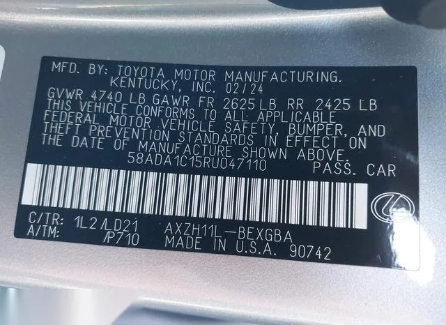 58ADA1C15RU047110 2024 2024 Lexus ES- 300H 9