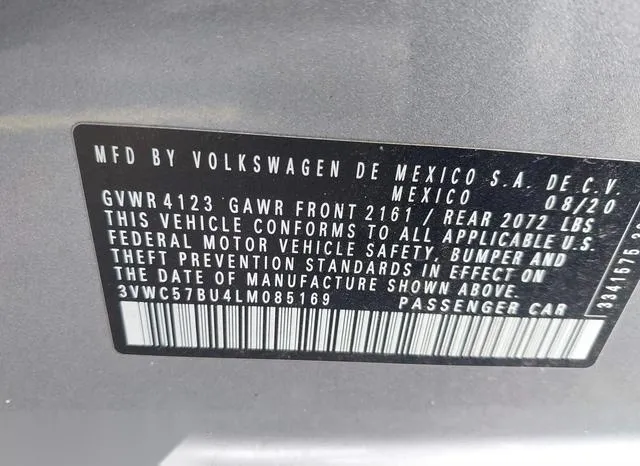 3VWC57BU4LM085169 2020 2020 Volkswagen Jetta- 1-4T R-Line/1 9