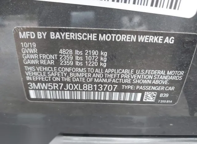 3MW5R7J0XL8B13707 2020 2020 BMW 3 Series- 330I Xdrive 9