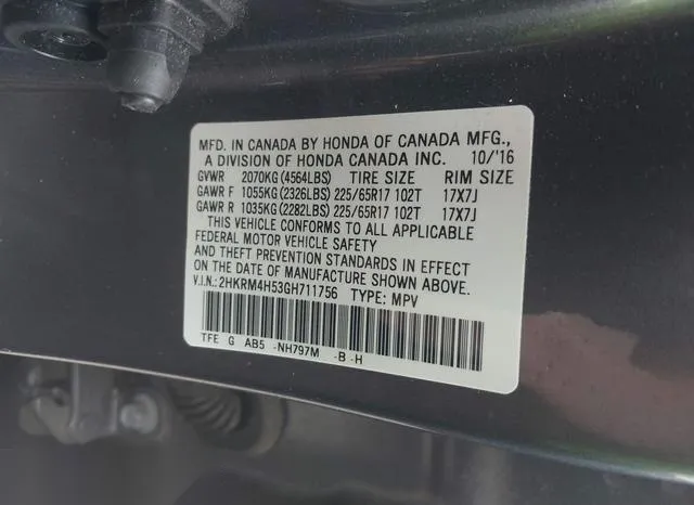 2HKRM4H53GH711756 2016 2016 Honda CR-V- EX 9