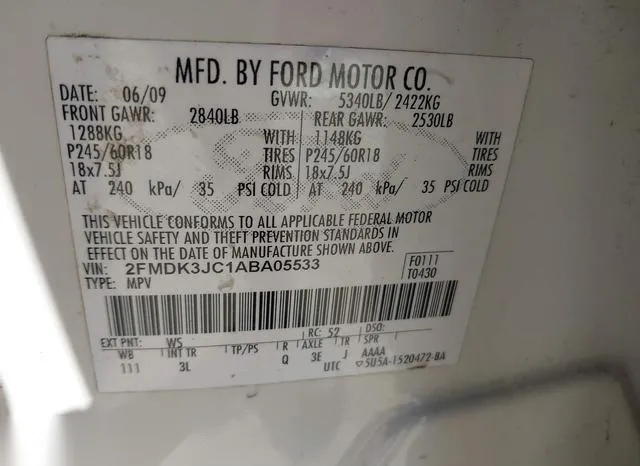 2FMDK3JC1ABA05533 2010 2010 Ford Edge- Sel 9