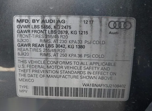 WA1BNAFY3J2108402 2018 2018 Audi Q5- 2-0T Premium/2-0T Tech  9