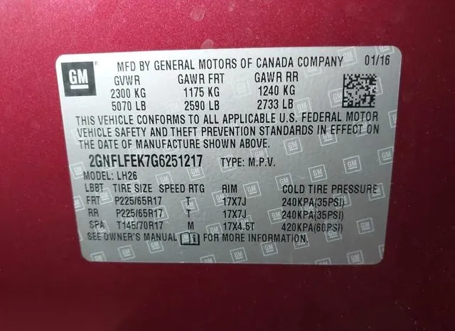 2GNFLFEK7G6251217 2016 2016 Chevrolet Equinox- LT 9