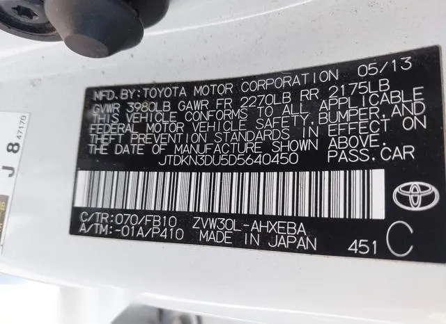 JTDKN3DU5D5640450 2013 2013 Toyota Prius- Three 9