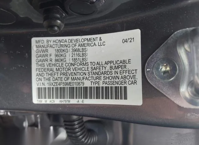 19XZE4F59ME010879 2021 2021 Honda Insight- EX 9