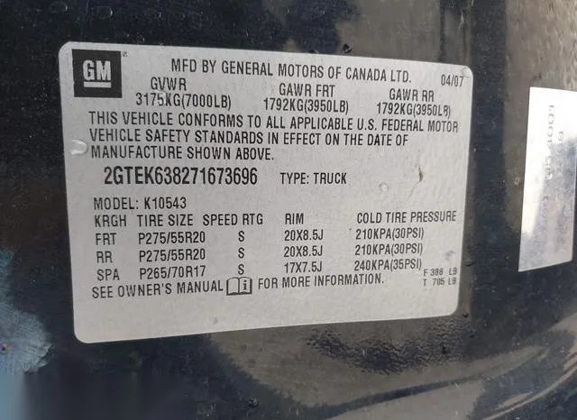 2GTEK638271673696 2007 2007 GMC Sierra- 1500 Denali 9