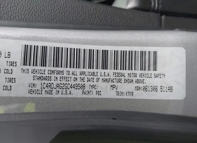 1C4RDJAG2GC449508 2016 2016 Dodge Durango- Sxt 9