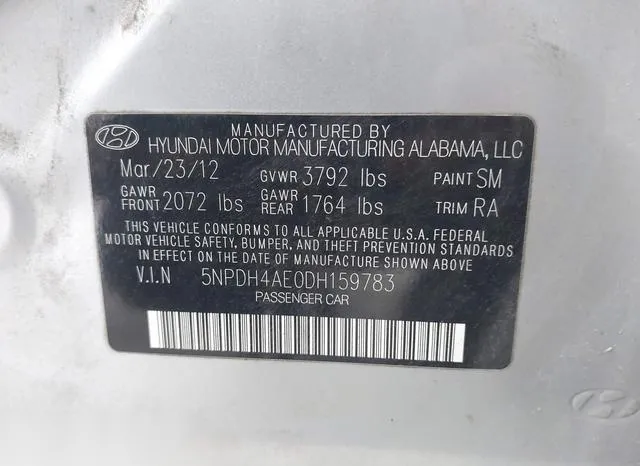 5NPDH4AE0DH159783 2013 2013 Hyundai Elantra- Gls 9