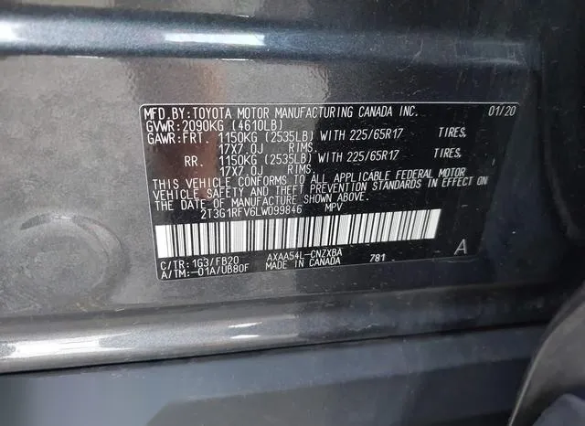 2T3G1RFV6LW099846 2020 2020 Toyota RAV4- LE 9