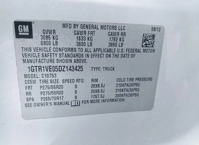 1GTR1VE05DZ143425 2013 2013 GMC Sierra- 1500 Sle 9