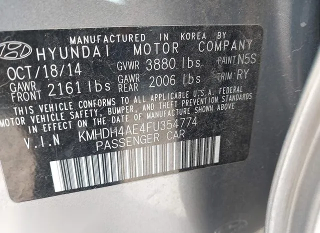 KMHDH4AE4FU354774 2015 2015 Hyundai Elantra- SE 9