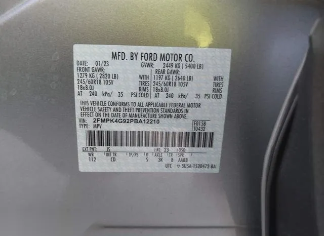 2FMPK4G92PBA12210 2023 2023 Ford Edge- SE 9