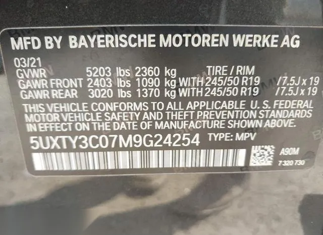 5UXTY3C07M9G24254 2021 2021 BMW X3- Sdrive30I 9