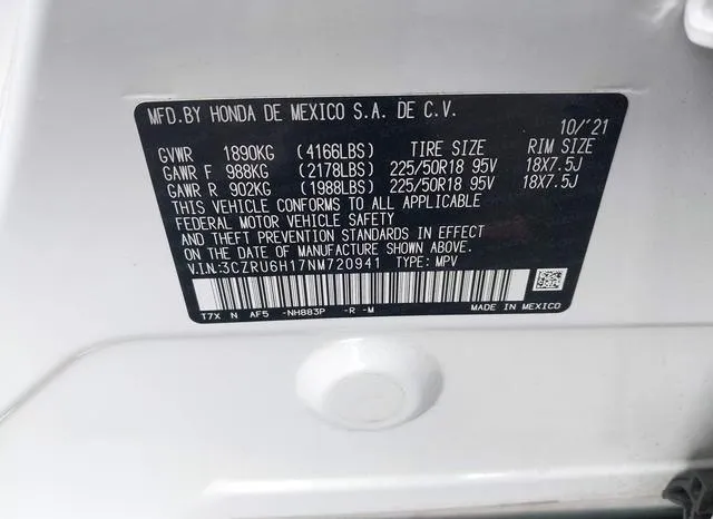 3CZRU6H17NM720941 2022 2022 Honda HR-V- Awd Sport 9